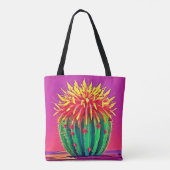 Levendige bloeiende cactus tote bag (Achterkant)