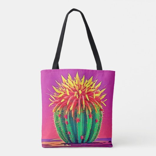 Levendige bloeiende cactus tote bag (Achterkant)