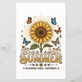 Levendige bloeiende zomer zonnebloem met vlinders flyer