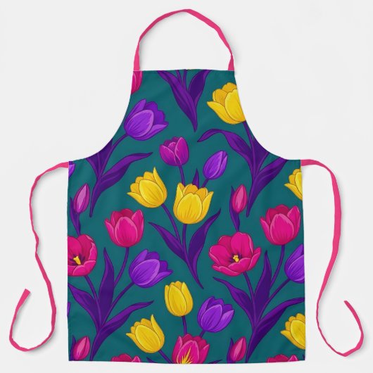 Levendige Bloem Culinaire Schort (Voorkant)