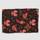 Levendige bloem- en bladpatroonontwerpen golfhanddoek (Horizontaal)