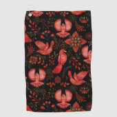 Levendige bloem- en bladpatroonontwerpen golfhanddoek (Voorkant)