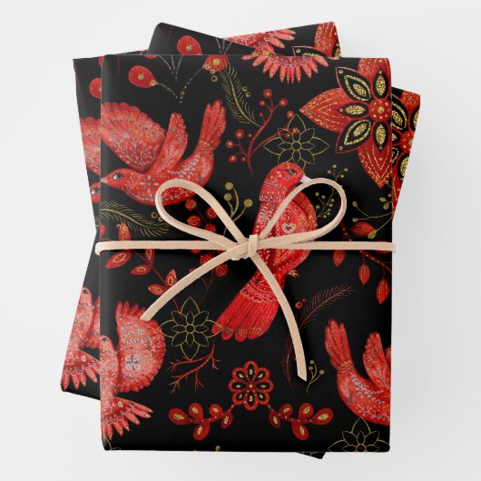 Levendige bloem- en bladpatroonontwerpen inpakpapier vel (In situ)