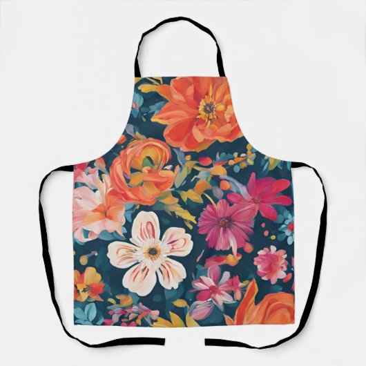 Levendige Bloem Grafische Kunst Schort (Voorkant)