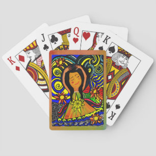 Levendige Bloem Harmonie: Een Kleurrijke Dans van Pokerkaarten