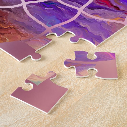 Levendige bloem in Lotus - Geschilderde textuur Legpuzzel (Zijkant)