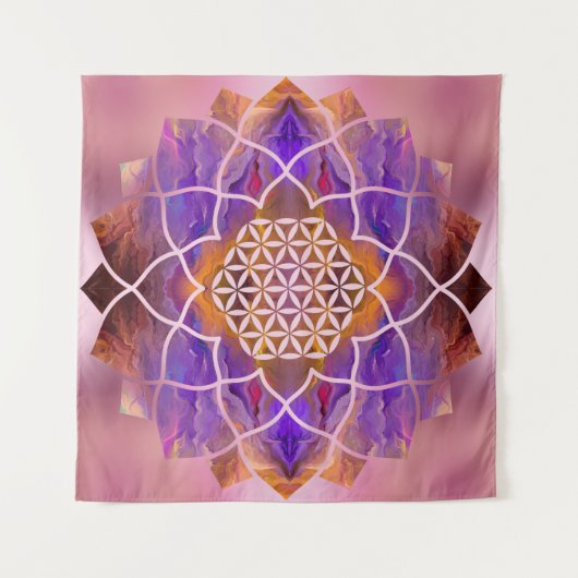 Levendige bloem in Lotus - Geschilderde textuur Wandkleed (Voorkant (horizontaal))