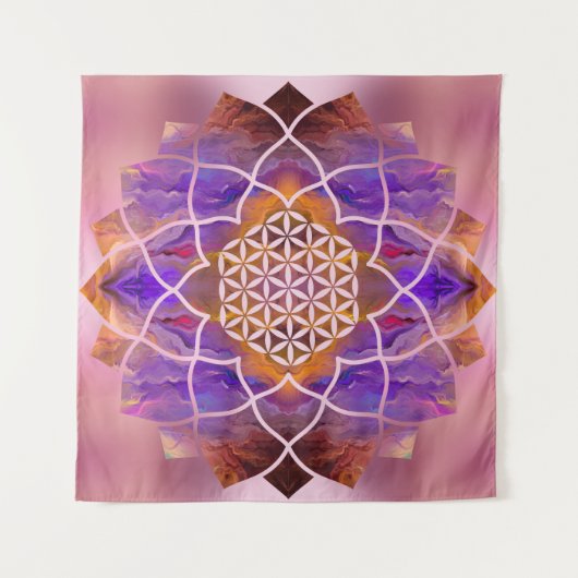 Levendige bloem in Lotus - Geschilderde textuur Wandkleed (Voorkant)