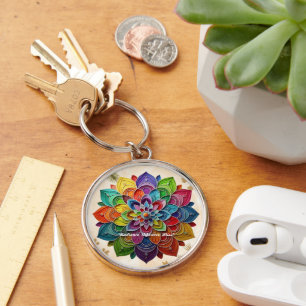 "Levendige bloem Mandala" Sleutelhanger