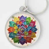 "Levendige bloem Mandala" Sleutelhanger (Voorkant)