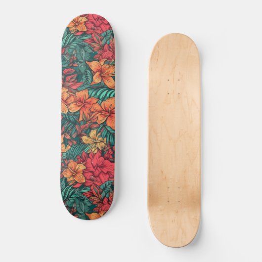 Levendige bloem op Hawaiian Persoonlijk Skateboard (Voorkant)