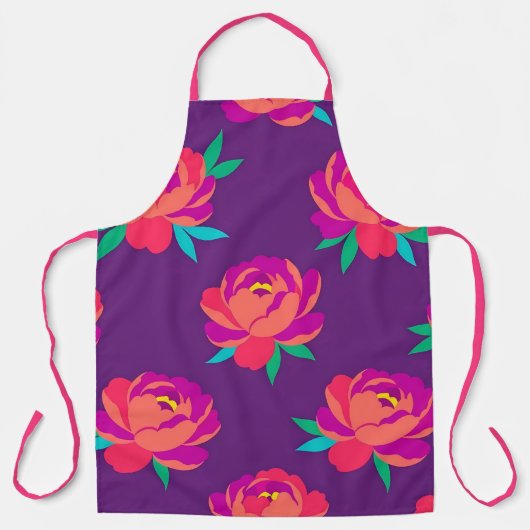 Levendige bloem professioneel culinair schort (Voorkant)