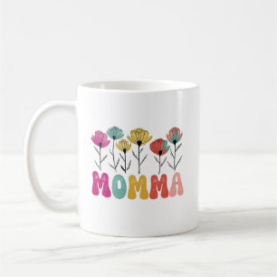 Levendige bloem typografie voor moeder MOMMA voor  Koffiemok