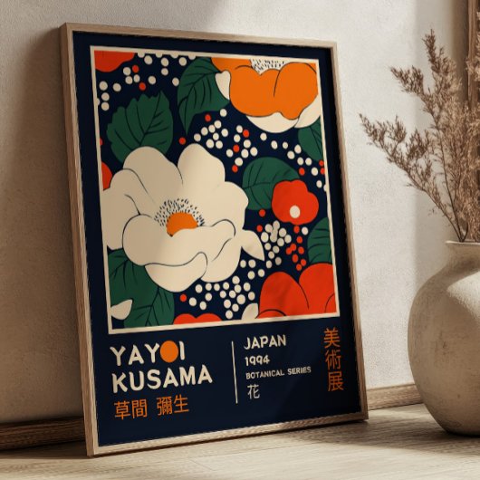 Levendige Bloem Yayoi Kusama Retro Expositie Poster