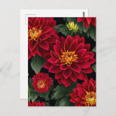 Levendige bloemblaadjes Red Dahlia Briefkaart (Voorkant / Achterkant)