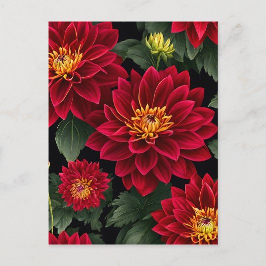 Levendige bloemblaadjes Red Dahlia Briefkaart (Voorkant)