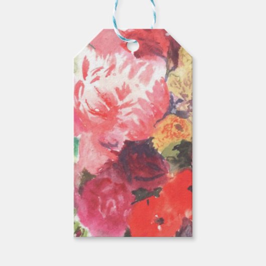 Levendige bloemboeket cadeautags cadeaulabel (Voorkant)