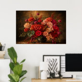 Levendige bloemboeket olieverfprint–Vintage Poster (Thuiskantoor)