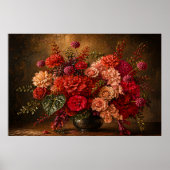Levendige bloemboeket olieverfprint–Vintage Poster (Voorkant)