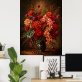 Levendige bloemboeket olieverfprint–Vintage Poster (Thuiskantoor)
