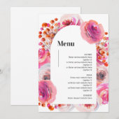  levendige bloemboog bruiloft menu Kaart (Voorkant / Achterkant)