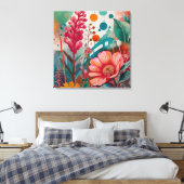 Levendige Bloemen Acryl Kunstwerk Kleurrijke Botan Canvas Afdruk (Insitu (Slaapkamer))