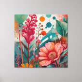 Levendige Bloemen Acryl Kunstwerk Kleurrijke Botan Canvas Afdruk (Voorkant)