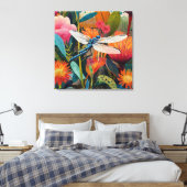 Levendige Bloemen Acryl Wall Art met Witte Vleugel Canvas Afdruk (Insitu (Slaapkamer))
