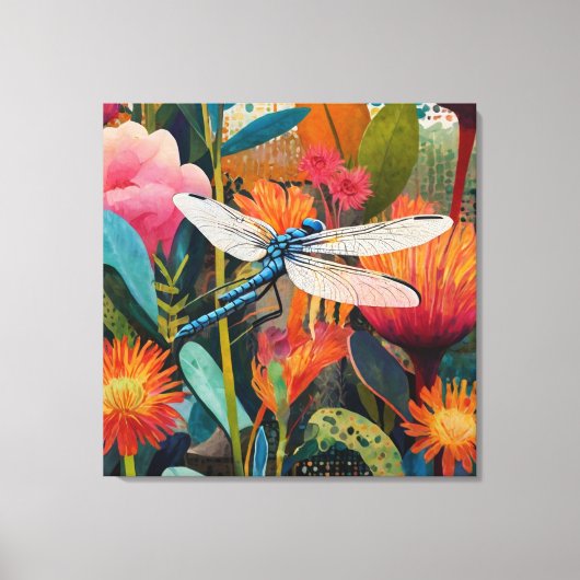 Levendige Bloemen Acryl Wall Art met Witte Vleugel Canvas Afdruk (Voorkant)