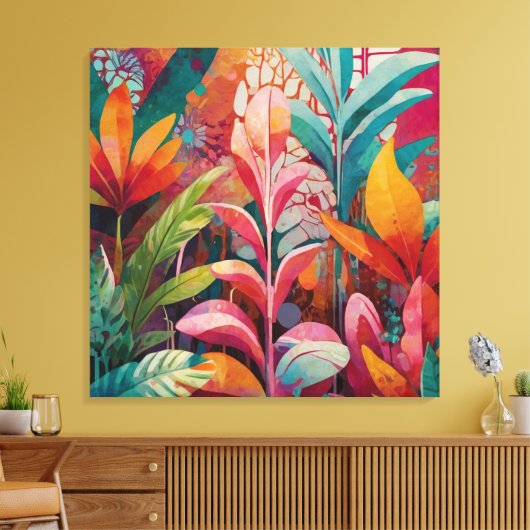 Levendige Bloemen Acryl Wall Art - Rijk, Kleurrijk Canvas Afdruk (Insitu (Woonkamer))