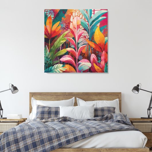 Levendige Bloemen Acryl Wall Art - Rijk, Kleurrijk Canvas Afdruk (Insitu (Slaapkamer))