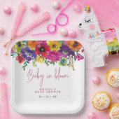 Levendige bloemen Baby in Baby shower Bloom Papieren Bordje (Feest)