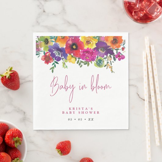 Levendige bloemen Baby in Baby shower Bloom Servet (Insitu)