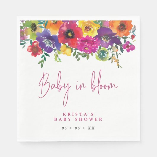Levendige bloemen Baby in Baby shower Bloom Servet (Voorkant)