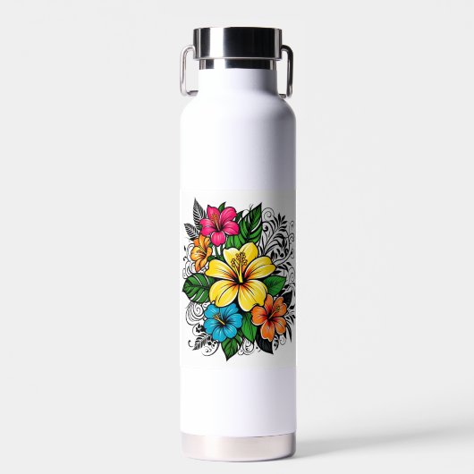 Levendige Bloemen Bloei Water Fles (Voorkant)
