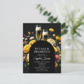 Levendige Bloemen Bloemblaadjes Prosecco Bruidsfee Briefkaart (Staand voorkant)