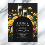 Levendige Bloemen Bloemblaadjes Prosecco Bruidsfee Briefkaart<br><div class="desc">Stap binnen in een wereld van elegantie en bruisende levendigheid met onze huwelijksuitnodiging Petals & Prosecco. Deze uitnodiging combineert perfect de vitaliteit van kleurrijke bloemen met de sprankeling van prosecco en zet daarmee de toon voor een onvergetelijk feest. De rijke, donkere achtergrond versterkt het heldere bloemstuk en zorgt voor een...</div>