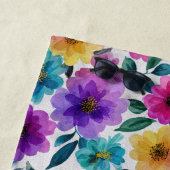 Levendige Bloemen Bloemen Waterverf Bloemen Naam Strandlaken (In situ)