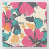 Levendige Bloemen Boheemse Stenen Onderzetter (Voorkant)