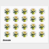 Levendige Bloemen Botanische Kunst, Zinnia Bloemen Ronde Sticker (Vel)