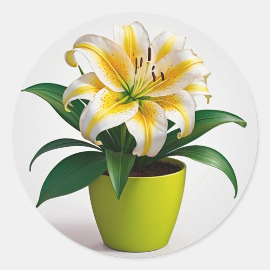 Levendige Bloemen Botanische Kunst, Zinnia Bloemen Ronde Sticker (Voorkant)