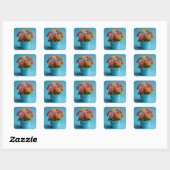 Levendige Bloemen Botanische Kunst, Zinnia Bloemen Vierkante Sticker (Vel)