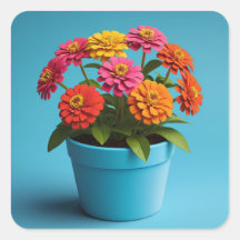 Levendige Bloemen Botanische Kunst, Zinnia Bloemen
