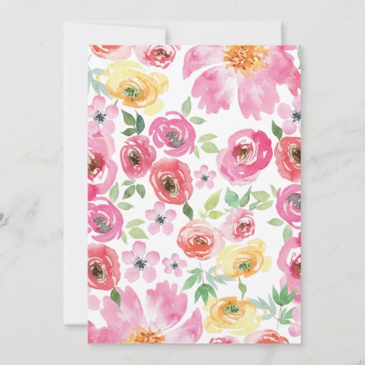 Levendige Bloemen Bruids Douche Uitnodigingen (Achterkant)