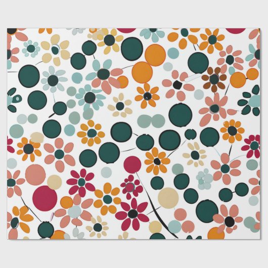 Levendige bloemen cadeaupapier (Vlak)