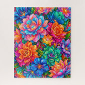 Levendige Bloemen Droomlandschap – Psychedelische  Legpuzzel (Verticaal)