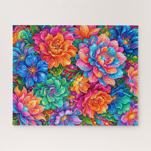 Levendige Bloemen Droomlandschap – Psychedelische Legpuzzel