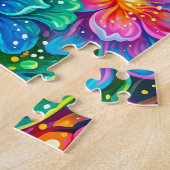 Levendige Bloemen Droomlandschap – Psychedelische  Legpuzzel (Zijkant)