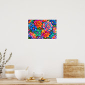 Levendige Bloemen Droomlandschap – Psychedelische  Poster (Keuken)