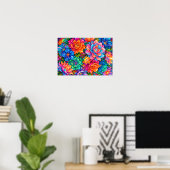 Levendige Bloemen Droomlandschap – Psychedelische  Poster (Thuiskantoor)